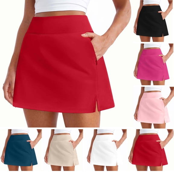 Smaickrr Golf Skorts Skirts for Woman High Waisted Tennis Skirt Elastic Belt Short Skirts Side Zipper Pocket Athletic Skirt