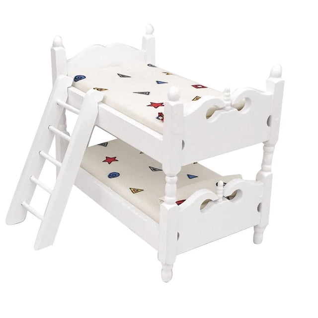 Mini cama de madera con impresión colorida, muebles de casa de muñecas, casa de muñecas de simulación para niños, juguetes educativos, regalos 1:12 Monstrate WJ3056-02