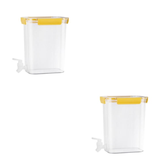 Matsuzay Bebida de agua fría Tetera Nevera Jugo Jarra Cerradura Tapa Bebida Dispensador Tanque 4.5L Hervidor Hogar Bar Limonada Amarillo Amarillo 4.5L 2piezas