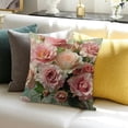 thumbnail image 3 of BANET  Throw Pillow Covers Vintage Pink Roses Rugosa Flower Design Square Pillowcase for Home Decor Sofa Car Bedroom Pillow case  18x18in, 3 of 5
