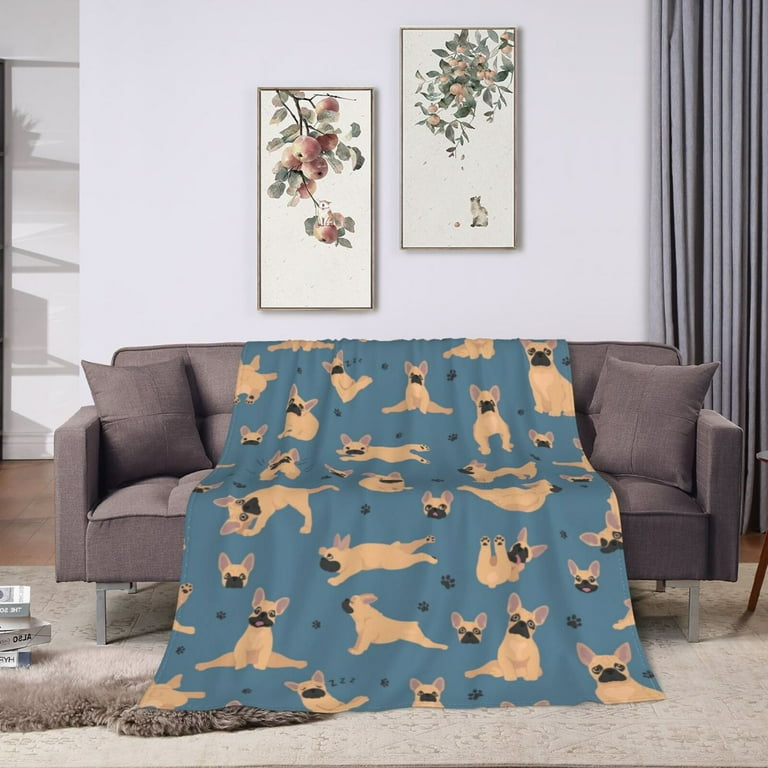 Kll Fleece Blanket Plush Throw Blanket French Bulldog Yoga,Soft