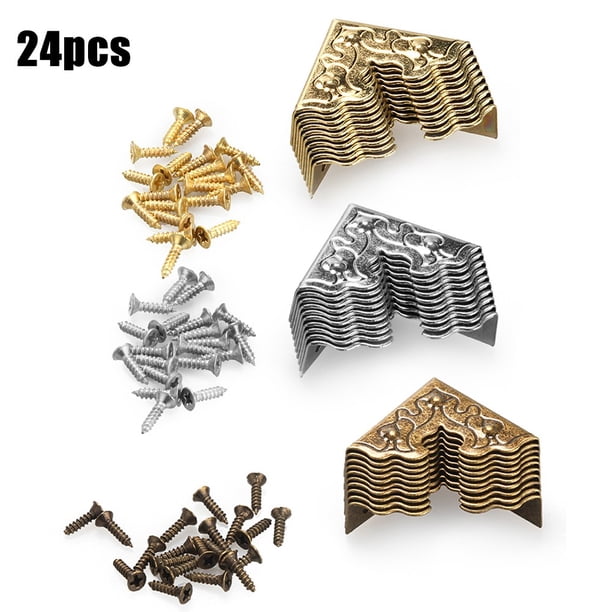 Lot De 24 Coins De Protection Pour Meubles En Métal - Style Ancien (avec Vis)
