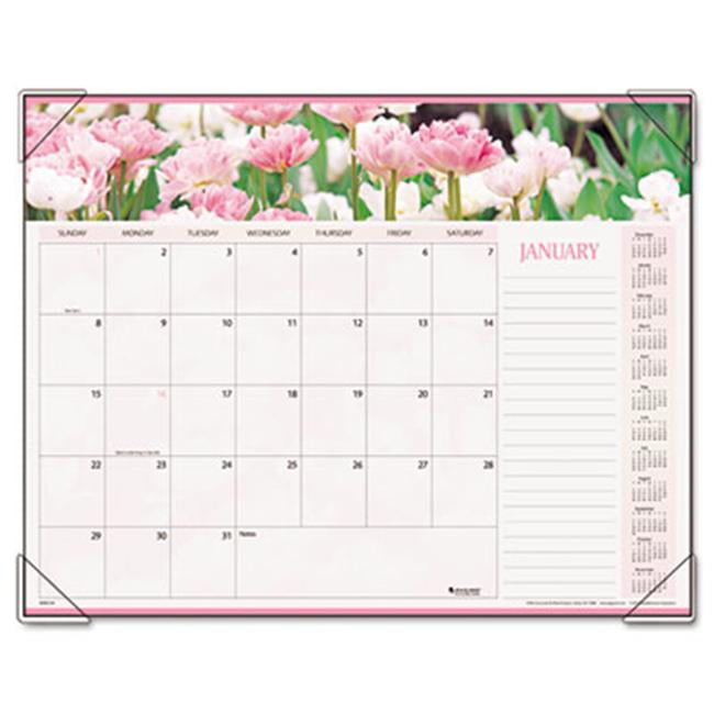 AtAGlance 89805 Panoramic Floral Monthly Desk Pad Calendar 22 x 17