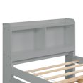thumbnail image 4 of Daybed with Trundle, Twin Size Daybed with Storage Shelves, Wooden Platform Bed with Bookcase Headboard for Girls, Boys & Adults, Grey, 4 of 5
