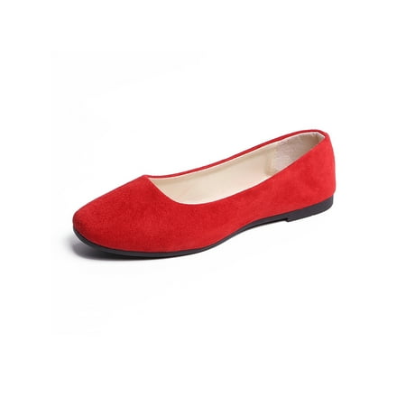 

SIMANLAN Women s Flats Slip on Ballet Flats Comfort Casual Shoes Red 8