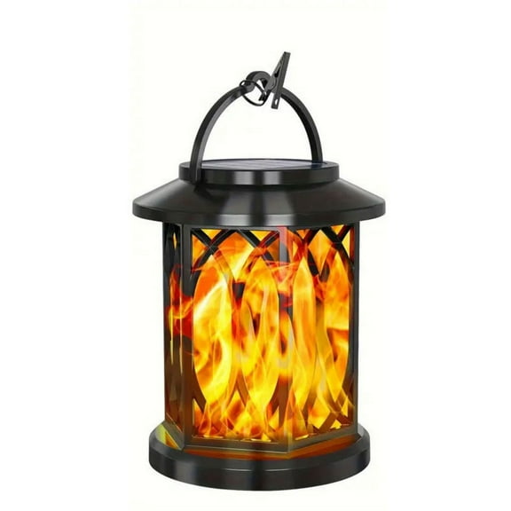 1 Pces Solar Lanterns Outdoor, Flickering Flames Outdoor Solar Lights Hanging Lanterns Waterproof Decoration Lighting for Garden,Tree,Table