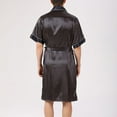 thumbnail image 5 of Holiday Clearance! ZVNAΖH Mens Silk Robe Short Sleeve Belted Kimono Bathrobe Satin Sleepwear Loungewear with Pockets, 5 of 7