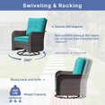 thumbnail image 5 of ALAULM 3 Pieces Patio Furniture Set, Outdoor Swivel Gliders Rocker, Wicker Patio Bistro Set with Rattan Rocking Chair for Porch Deck Backyard (Blue), 5 of 7