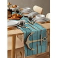 thumbnail image 6 of Nautical Anchor Table Runner 108 Inches, Farmhouse Retro Turquoise Wooden Grain Bed Runner Dresser Scarves Tabletop for Indoor Outdoor Parties/Ceremony/Banquet, 13"x 108", 6 of 8