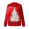 thumbnail image 4 of Craaazy Women's Fashion Christmas Long Sleeve Shirts Round-Neck Santa Snowflake Print Casual Blouse Gifts, 4 of 7