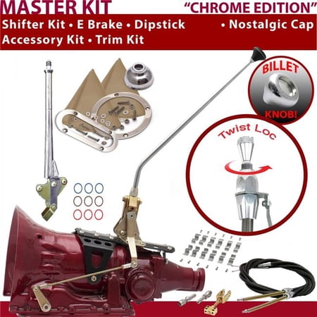 American Shifter TH400 Shifter Kit Chrome 16 in. E Brake Cable Clamp Trim Kit Dipstick for F2CBA