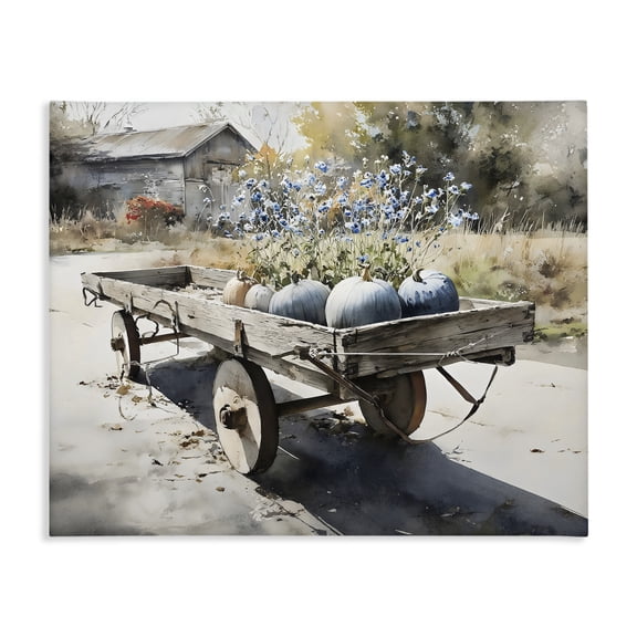 Stupell Industries Blue Pumpkin Wagon in Sunlight Canvas Wall Art, design by Franklyn Gregory