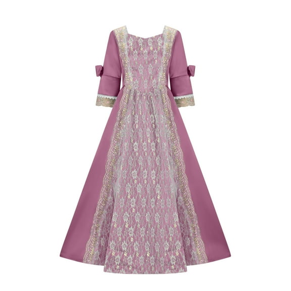 Oksale Plus Size Womens Medieval Dresses Renaissance Regancy Dress Empire Round Neck Dress Waist Victorian Long Dress for Evening Performance Hot Pink