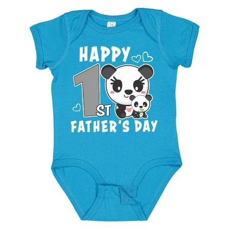 

Inktastic Happy 1st Fathers Day with Pandas Girls Baby Bodysuit