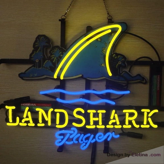 Neon Signs for Wall Decor 16x20 Landsharks Lager Fin Sign Light Man Cave Bar Pub Beer Gift Lamp Neon Led Tubing16x20inch