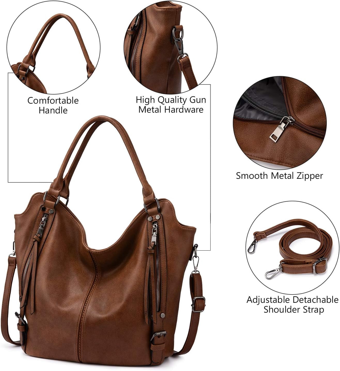 Kwuty Tote Bag for Women PU Leather Shoulder Bags Fashion Hobo Bags Large Purse and Handbags with Adjustable Shoulder Strap