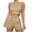 Khaki, variant on Comfy Waffle 2 Piece Set for Women Sleeveless Tank Tops with Drawstring Shorts Solid Color Summer Lounge Matching