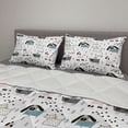 thumbnail image 2 of Scandinavian Comforter & Sham Bedding Set, Pure Breed Dogs Pattern Yorkshire Terrier Poodle Monochrome Geometric Shapes, 3 pcs Duvet Set Microfiber Filling Quilt, 5 Sizes, Multicolor, by Ambesonne, 2 of 4