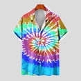 thumbnail image 3 of IYTR Mens Shirts Summer Hawaiian Beach Shirts Casual Comfy Tie-Dye Print Fashion Button Down Turndown Collar Short Sleeve T Shirts Red XXXL, 3 of 5