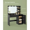thumbnail image 6 of VASAGLE Vanity Desk with Mirror and Lights, Makeup Vanity Set with Stool, Power Outlets, Dimmable LED Lights - Bedroom Beauty Station, Ink Black, 6 of 6