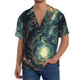 thumbnail image 1 of Balery Enchanted Forest Skull Path Camisa Casual de Manga Corta con Botones para Hombre, Texturizada, Estilo Cubano, para Playa, Verano-Medium, 1 of 5