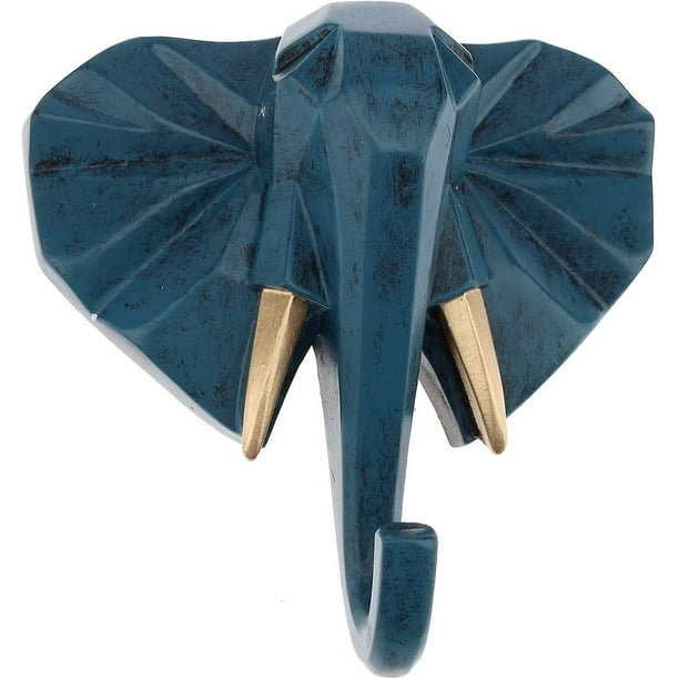 Ganchos de pared con forma de elefante azul oscuro, ganchos resistentes, ganchos creativos multiusos para ropa, sombreros, bufandas, vestidos, toallas y bolsos, ganchos para almacenamiento en el hogar