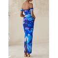 thumbnail image 2 of Vestido largo PRETTYGARDEN para mujer, ajustado fruncido, azul floral, 2 of 9