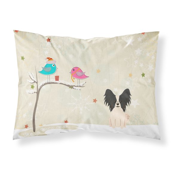Christmas Presents between Friends Papillon - Black and White Fabric Standard Pillowcase