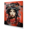 thumbnail image 2 of Designart "Neon Graffiti Geisha Woman in Japan I" Fashion Canvas Wall Art - Glam Red Woman Asian Entryway Wall Art, 2 of 6
