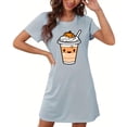 thumbnail image 4 of Tnhcen Cool Halloween Sleepwear Plus Size Cartoon Print Short Sleeve Dress Round Neck Soft Polyester Spandex S-2XL for Warm Season Parties, 4 of 5