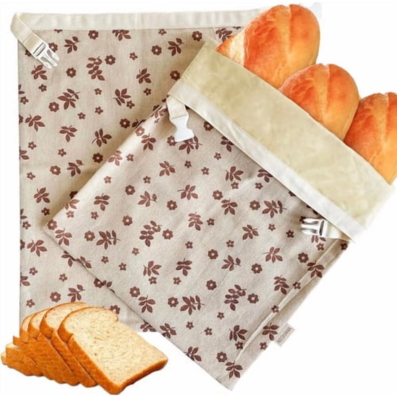 Beeswax Bread Bags 2-Pack, Reusable Cotton Bags for Sourdough & Homemade Bread, Freezer-Friendly Storage to Keep Fresh