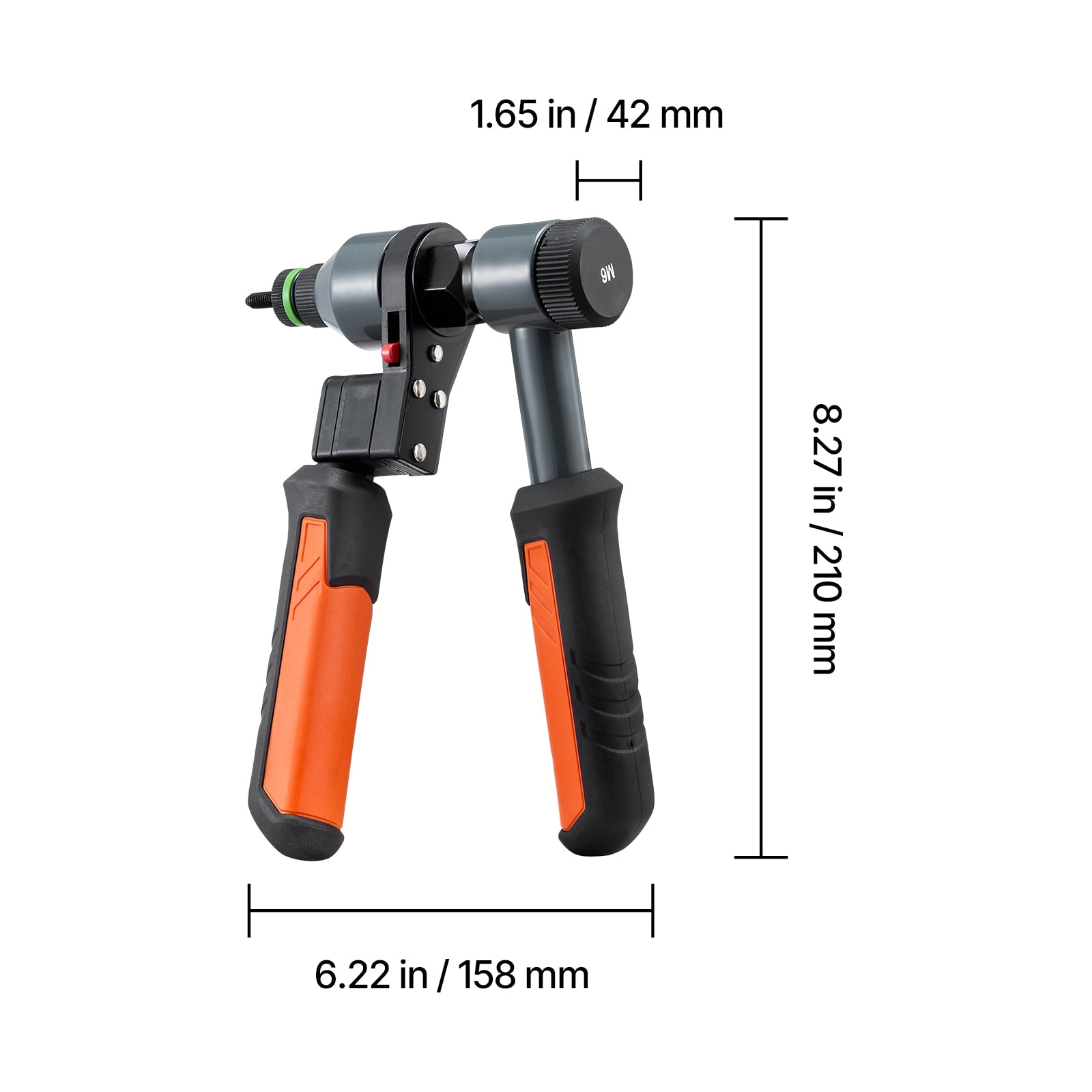 KFFKFF 9-Inch Ratchet Rivet Nut Tool Kit, Includes 10 Mandrels and 100 Rivet Nuts, Compatible with Metric and SAE Sizes: M5, M6, M8, M10, M12, 8-32, 10-24, 1/4-20, 5/16-18, 3/8-16 UNC