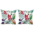 thumbnail image 1 of Ambesonne Colorful Throw Pillow Cover 2 Pack, Tropical Orchids, 24", Multicolor, 1 of 2