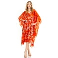 thumbnail image 5 of Sakkas Clementine Second Women's Tie Dye Caftan Dress/Cover Up Beach Kaftan Boho - 40-Orange - One Size, 5 of 5