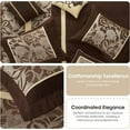 thumbnail image 6 of Grand Avenue Brown Gold Comforter Set California King Size, 7 Piece Jacquard Floral Bedding Set, All Season, Ultra-Soft, Matching Pillows & Shams, Bed Skirt, 6 of 14