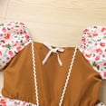 thumbnail image 5 of IDOPIP Toddler Baby Girls Christmas Dress Short Puff Sleeve Printed Smocked Skater Dress, 5 of 7