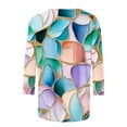 thumbnail image 4 of CYMMPU Spring Tops Crew Neck 3/4 Sleeve Tunic Tops Fall Trendy Shirts Floral Pattern Blouses for Women Dressy Casual Loose Fit Lightweight Basic Tees Multicolor M, 4 of 5