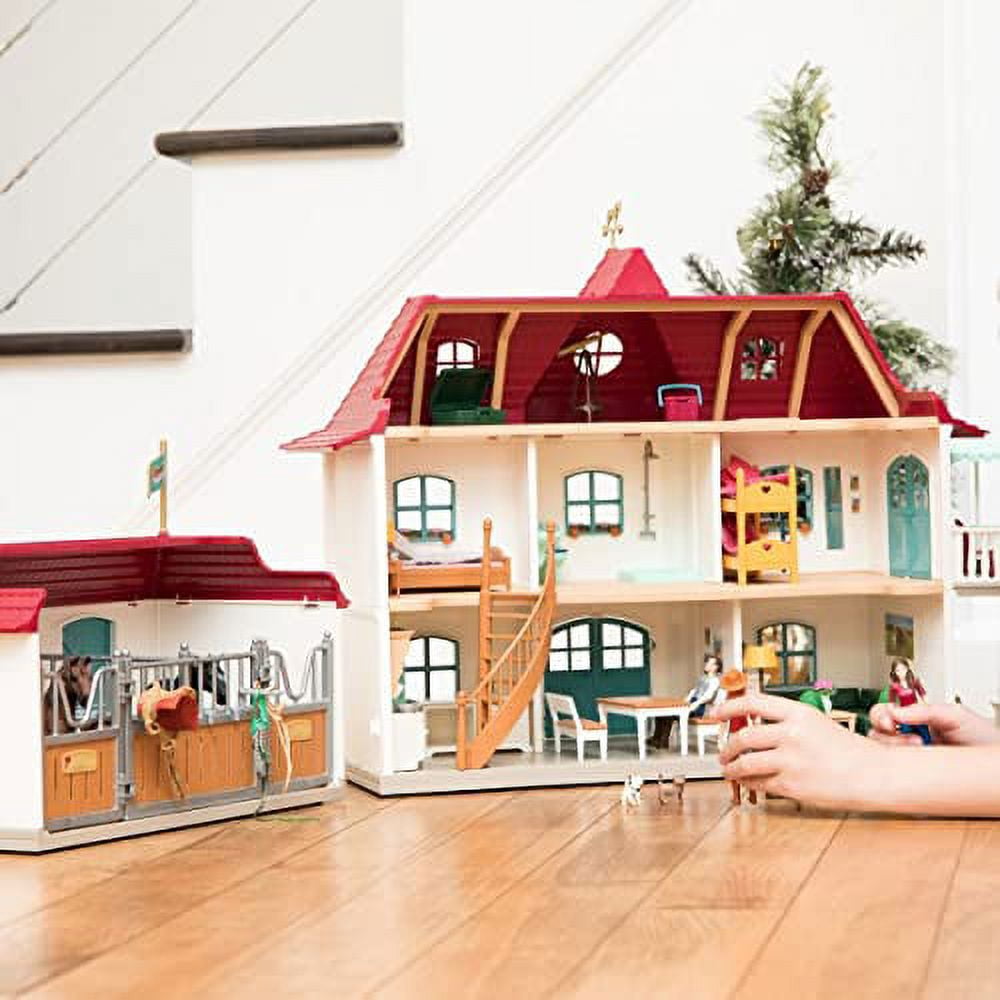 Schleich Horse Club - 192PC Lakeside Country House and Stable Playset with Horses, Rider Figures and Accessories - Horse Toys for Kids 5+ - 42551
