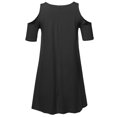 thumbnail image 2 of FashionOutfit Women's Solid Cold Shoulder Short Sleeves Swing Mini Dress, 2 of 3
