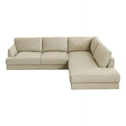 Ashcroft Griffith Upholstered Right-Facing Leather Sectional Sofa in Cream