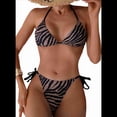 thumbnail image 2 of Conjunto de Bikini Triangular de Dos Piezas con Cuello Halter y Lazo Lateral para Mujer, Color Café, Talla S, 2 of 8