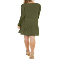 thumbnail image 3 of PENGXIANG Women Casual Spring Ruffle Hem Long-Sleeved Casual One-Piece A Line Solid Swing Mini Dress, 3 of 6