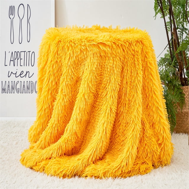 XmhyTop-A Manta de forro polar sintético amarilla de 130 x 160 cm, microfibra extra suave y esponjosa (1 unidad)