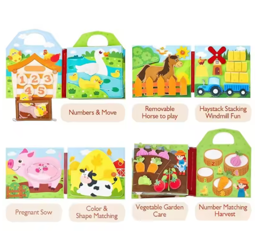 Educational Sensory Toy Animals Sensory Books Early Development Interactive Quiet Books Reusable Felt Book Soft Baby Felt Books