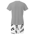 thumbnail image 5 of SYMOID Mens Cotton Polyester Short Sleeve Short Leg Matching Pajama Sets with Letter Print for Spring/Summer Casual Wear,Gray,Size L, 5 of 6