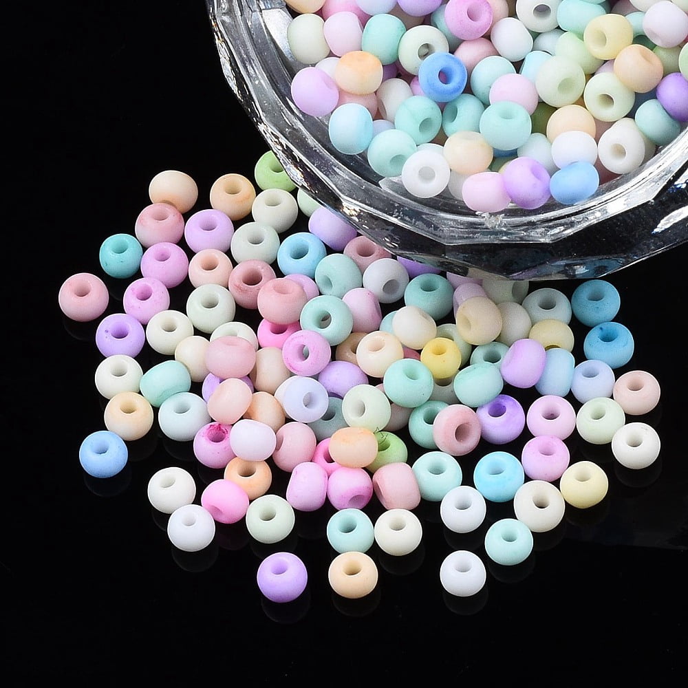 8/0 Opaque Glass Seed Beads Round Hole Frosted Colours Round Mixed Color 3~4x2~3mm Hole: 0.8mm about 15000pcs/Pound