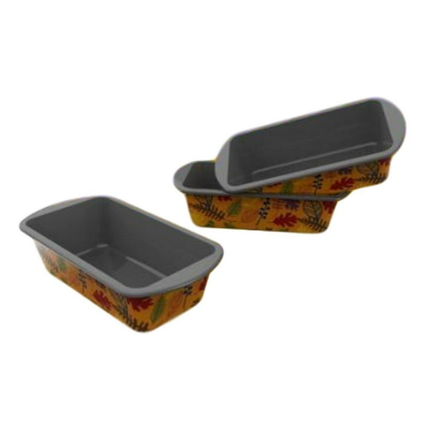 Wilton 4 Pc Fall Mini Loaf Pan Set Non Stick Tin Steel Leaf and Fern