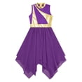 thumbnail image 3 of iiniim Girls Liturgical Praise Dance Dress Color Block Asymmetrical Worship Church Prayers Dancewear Purple 16, 3 of 7