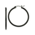 thumbnail image 2 of Primal Steel Stainless Steel Black IP plated 32mm Hoop Earrings, 2 of 7