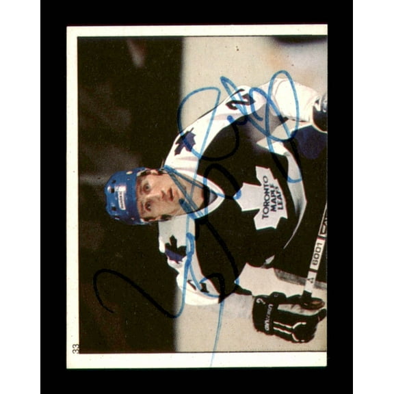 Borje Salming Autographed 1983-84 Topps Stickers Card #33 Toronto Maple Leafs SKU #251477